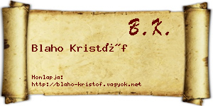 Blaho Kristóf névjegykártya