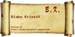 Blaho Kristóf névjegykártya