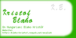 kristof blaho business card